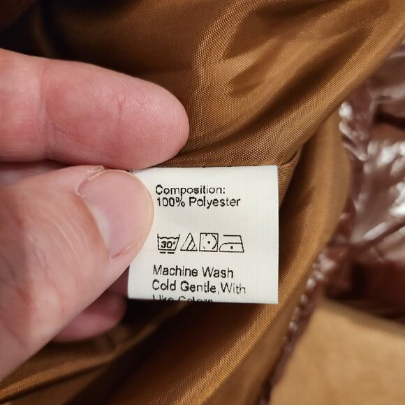 SHEIN Rust Brown Puffer Lightweight Earthy Shiny Neutral Goblincore Women 6 NWOT - Picture 6 of 9